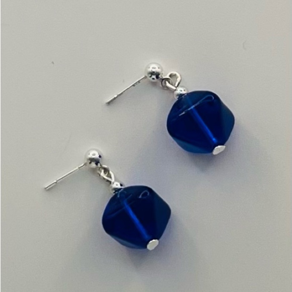 Sterling Silver and Royal Blue Earrings